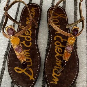 Sam Edelman Brown Sandals with Orange and Purple Accents